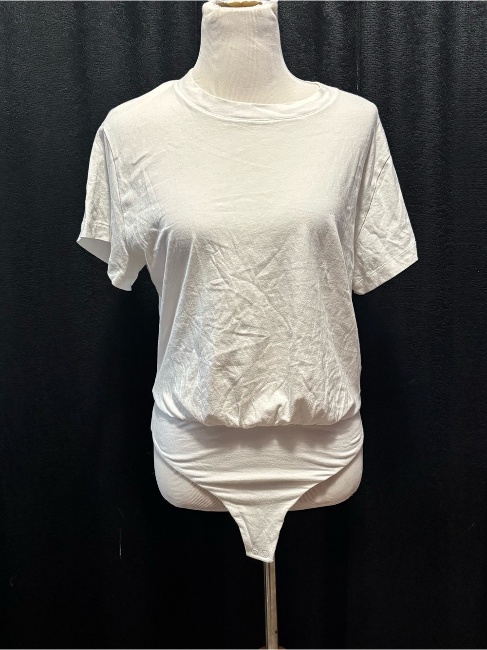 nuuds White Short Sleeve Bodysuit Tee